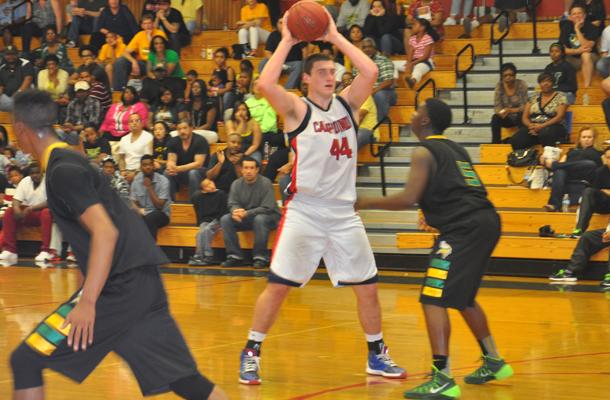 Basketball player Chris Hansen looks to pass during the Norcal Regional Quarter Finals. Campo won the game 96-64.