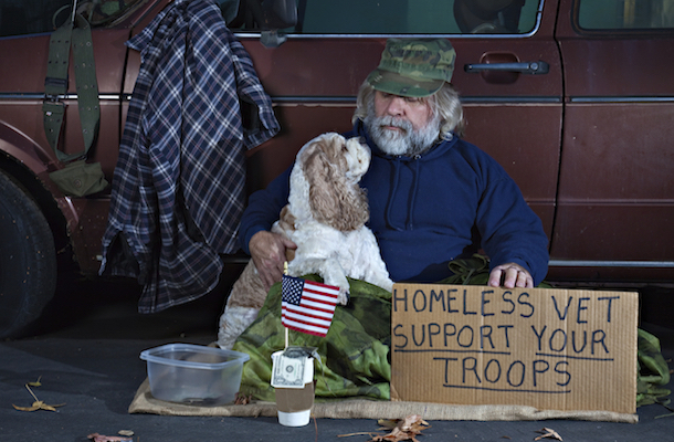 One of far too many homeless veterans in America.