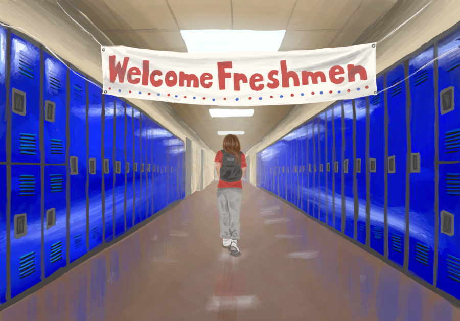 Campolindo+freshman+walks+through+the+hallway.