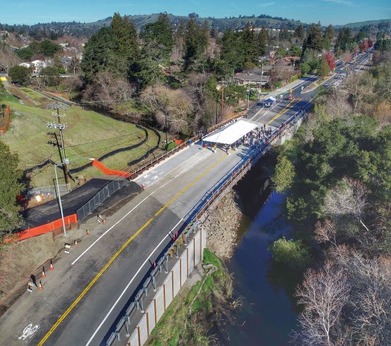 View of the opening ceremony for the renovated canyon bridge on January 20.