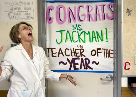 Mrs. Jackman, a Campolindo science instructor for 24 years and counting, has been crowned Teacher of the Year.