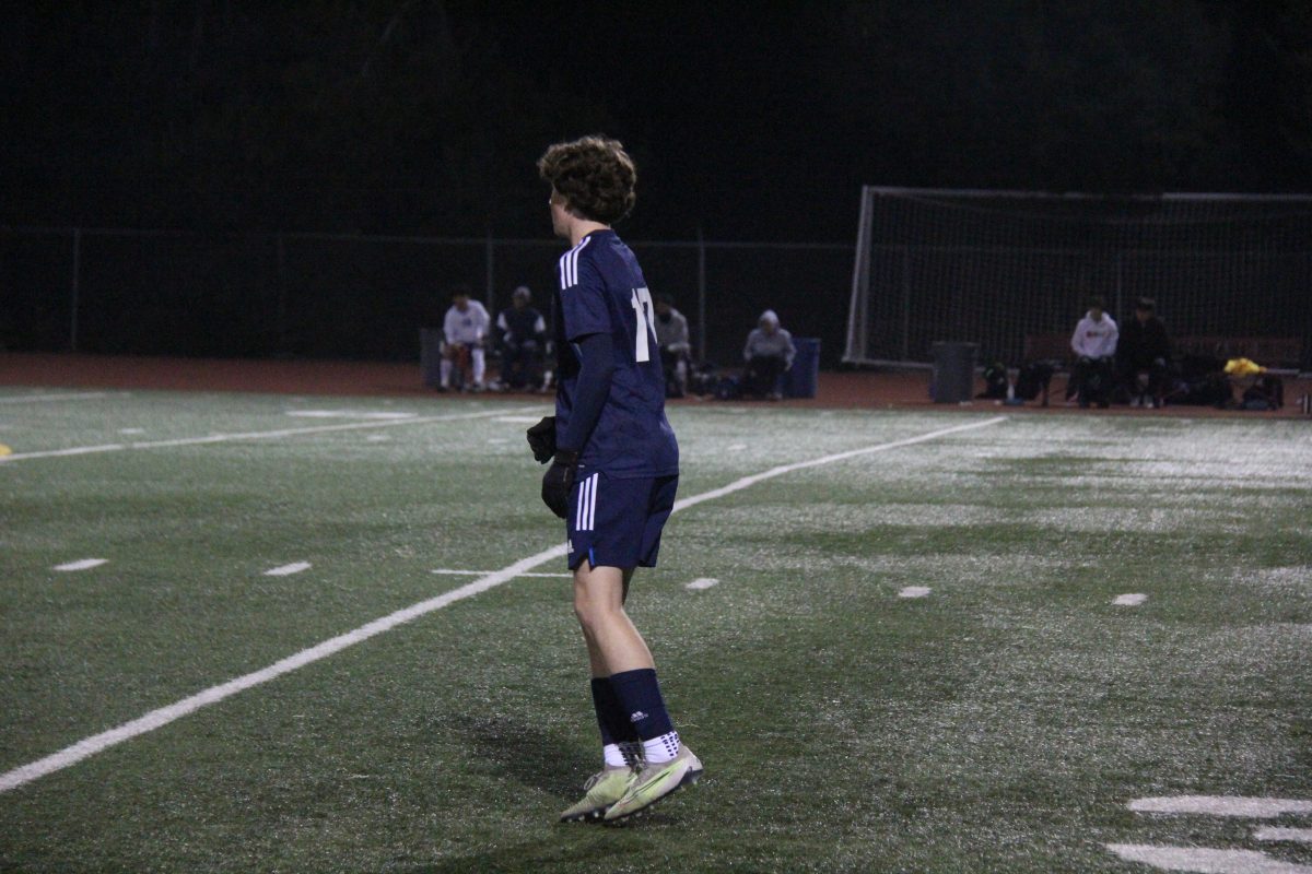 Sophomore Brody Jones sets his feet for defense. 