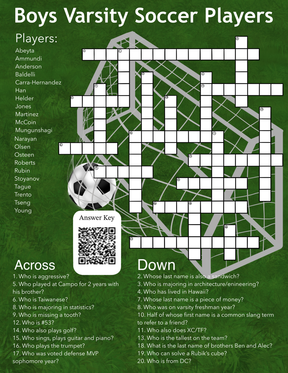 Boys Soccer Crossword