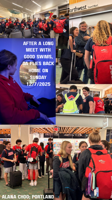 Orinda Aquatics enjoy the last few moments of Oregon before  anticipation of going home makes them all eager to get on the flight.
