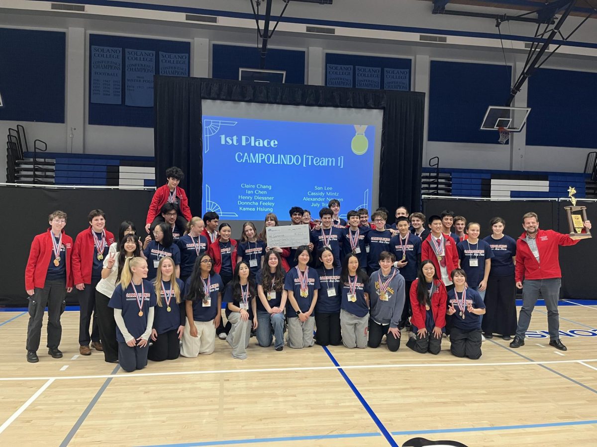 Campo's Academic Decathlon team poses for a photo after their 16th straight win at at the 2026 Bay Region Academic Decathlon Competition.