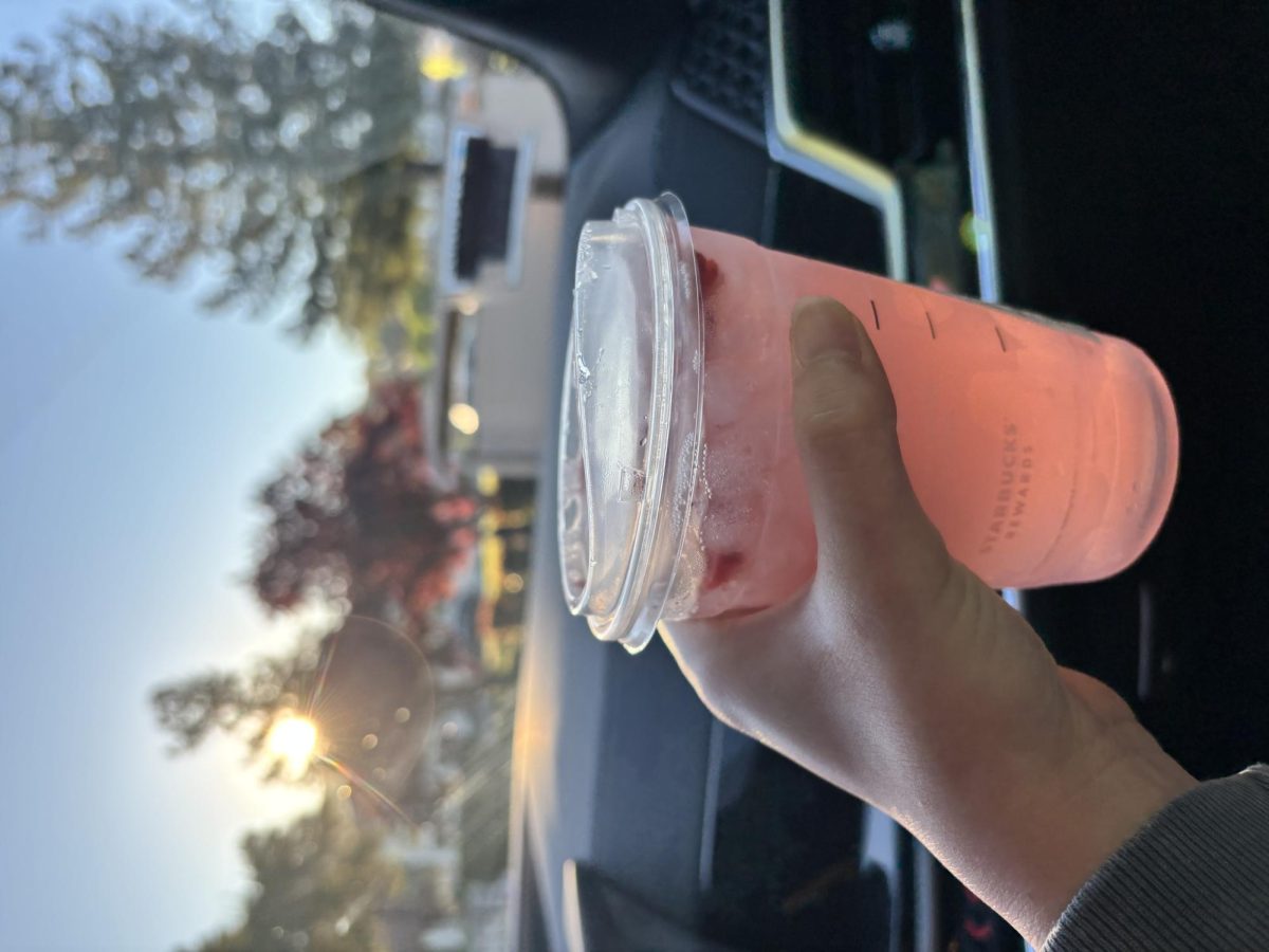Junior Katherine Cowen's Starbucks order at the Starbucks drive-through in an early spring morning. 