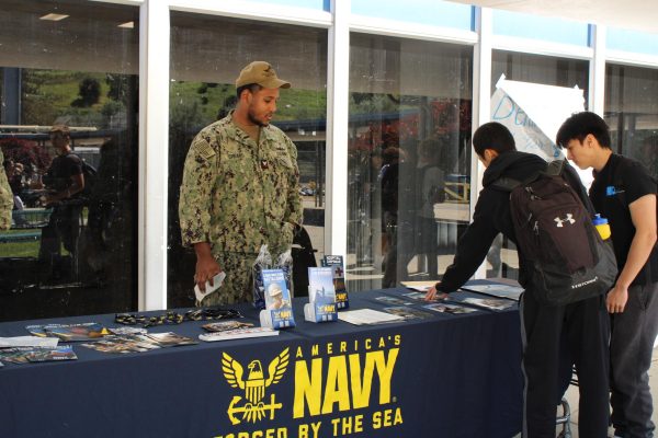 Navy reps set up booth at Campolindo.